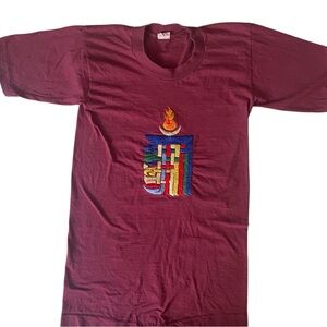Vintage Embroidered Kalachakra Symbol Child T-Shirt Size Med